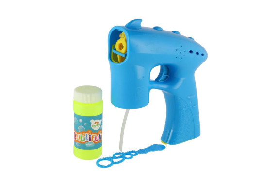 Bublifuk pistole modrá 13 cm + náplň na baterie