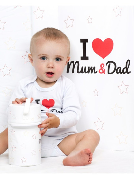 Body s potiskem New Baby I Love Mum and Dad - dárkové balení