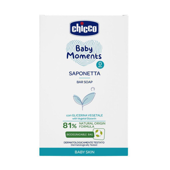 Mýdlo na ruce tuhé s rostlinným glycerínem Baby Moments 100g Chicco