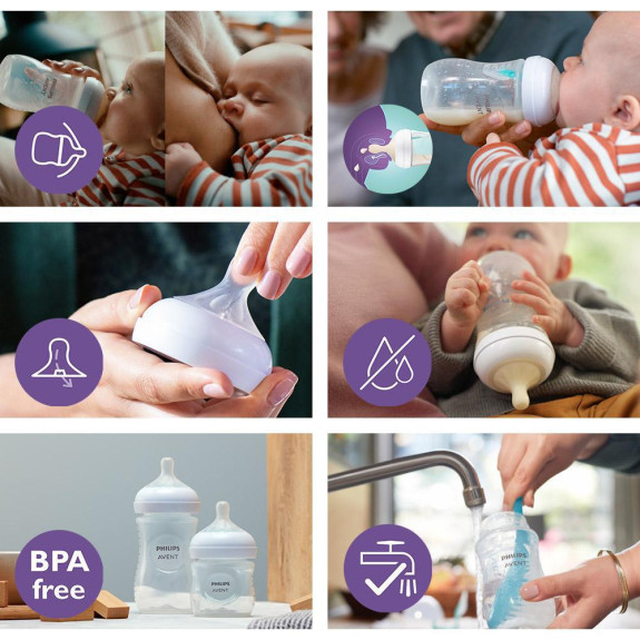 Láhev Natural Philips Avent Response s ventilem AirFree 125 ml, 0 m+