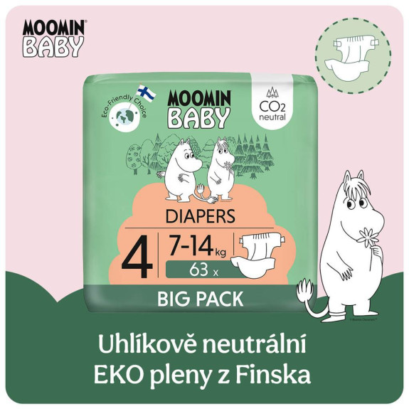 Moomin Baby 4 Maxi 7-14 kg (63 ks), eko plenky