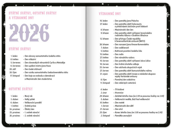 Studentský diář Kuromi (září 2026 – prosinec 2027) Notique