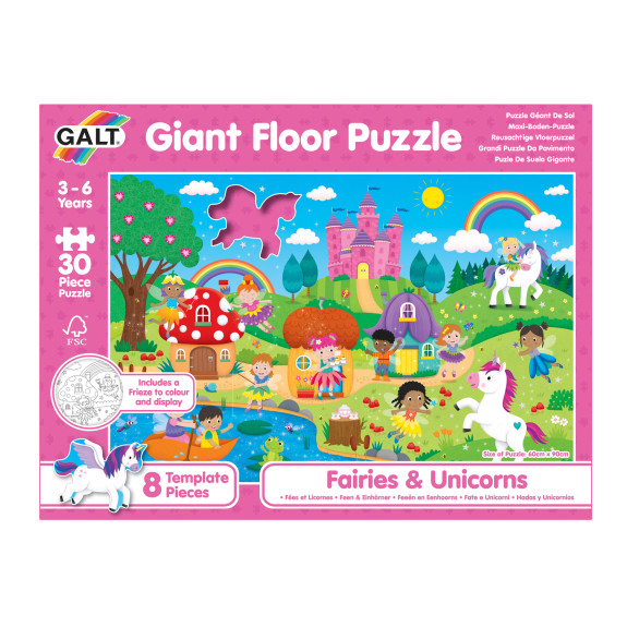 Velké podlahové puzzle - Víly a jednorožci