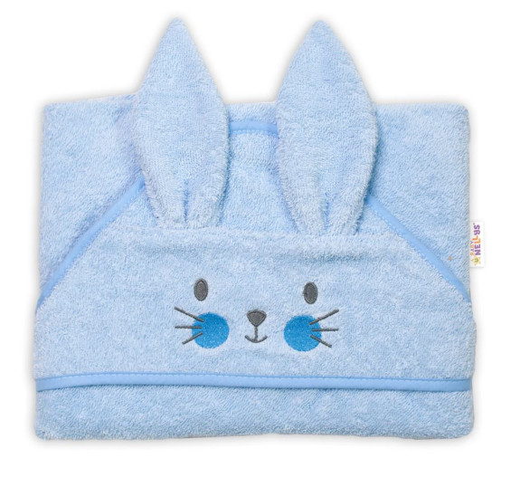 Dětská froté osuška s kapucí 80 x 80 cm Cute Bunny modrá Baby Nellys