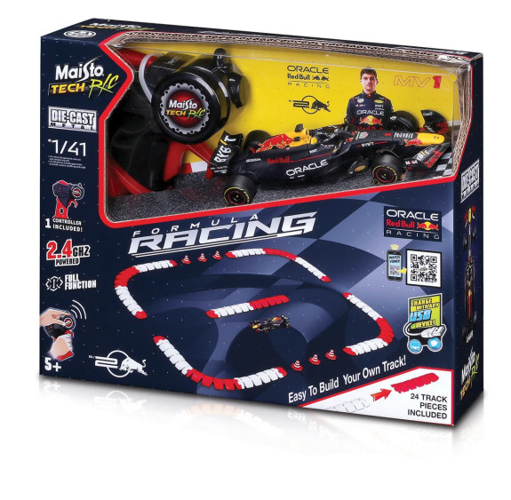 Red Bull Racing RB20 1 Max Verstappen a závodní trať Maisto
