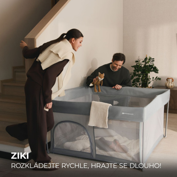 Ohrádka pro děti skládací Ziki Light Grey Kinderkraft