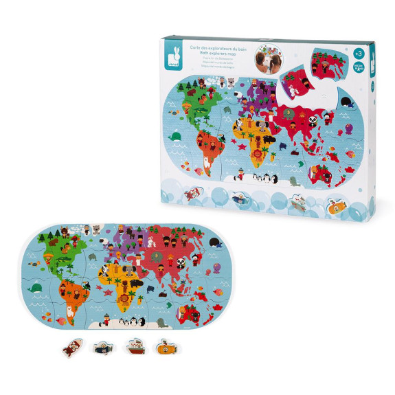 Hračka do vody puzzle Mapa světa Janod