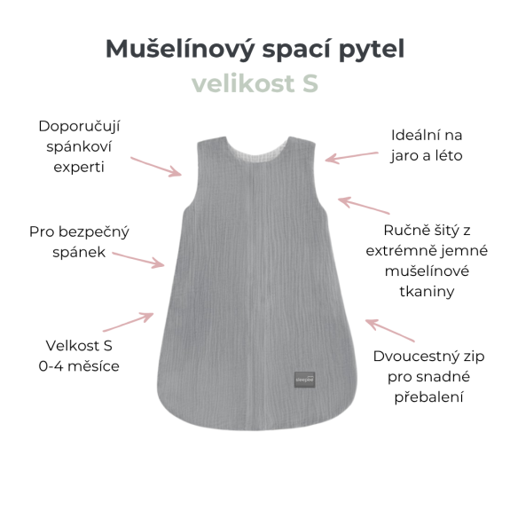 Letní a jarní mušelínový spací pytel Love béžový se srdíčky Sleepee