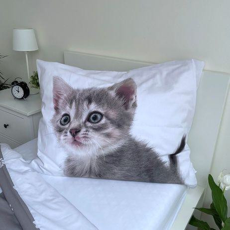 Povlečení do postýlky bavlna Kitten "Grey" 140 x 200 cm + 70 x 90 cm Jerry Fabrics