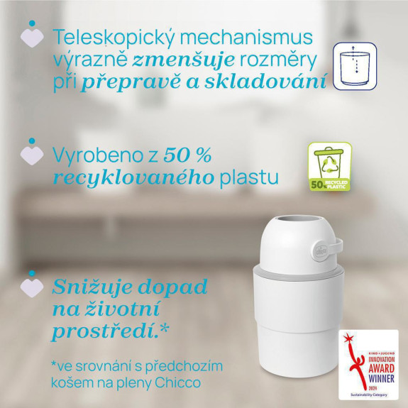 Koš na plenky teleskopický Odour Off na odstranění zápachu Chicco