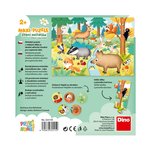 První hraní Lesní zvířátka maxi puzzle 15 dílků Dino