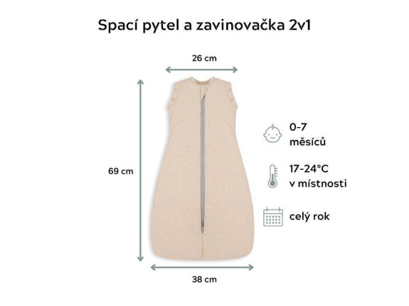Celoroční spací pytel a zavinovačka 2v1 Sleepee