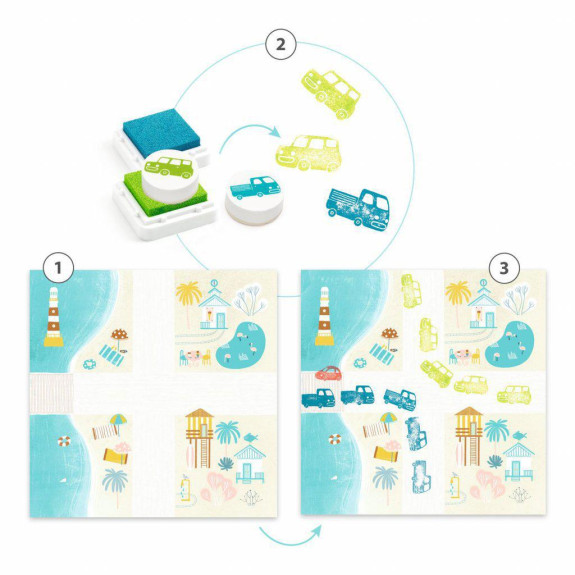 Djeco Razítkovací set - auta