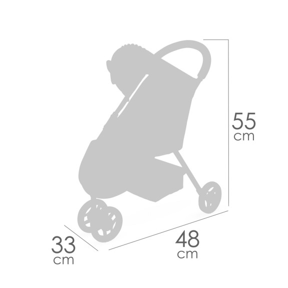 Sportovní kočárek pro panenky tříkolový Sophie 55 cm DeCuevas
