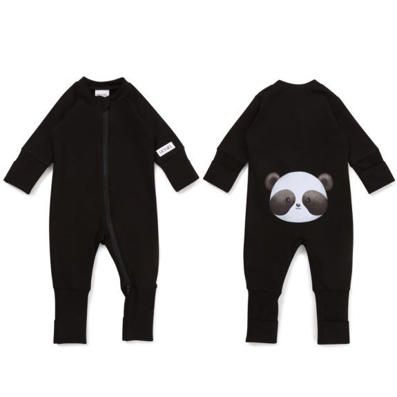 Dětský rostoucí overal Panda All Black černá Moniel