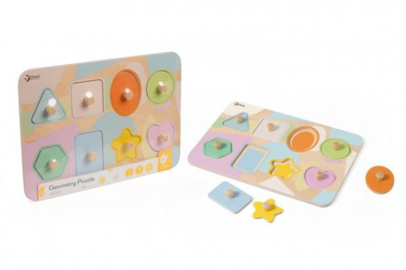 Puzzle/Vkládačka deskové geometrické dřevěné tvary 24 m+