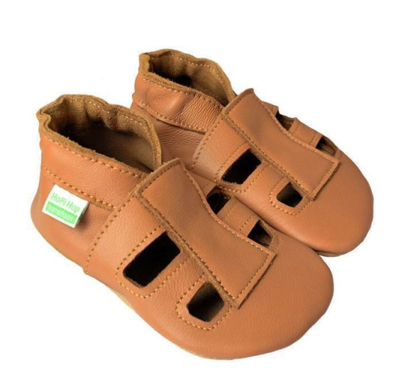 Kožené capáčky sandálky Barefoot Vel. L (12-18 měs.) Hopi Hop 