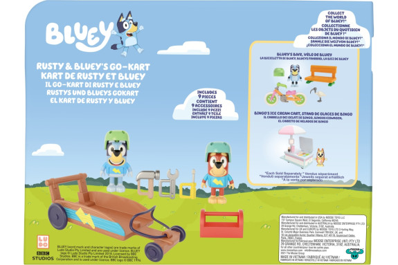 Sada figurek Gokart motokára Bluey a Rusty