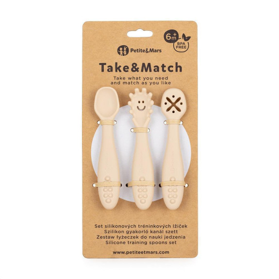 Set 3 ks silikonových tréninkových lžiček Take&Match 6 m+ Petite & Mars