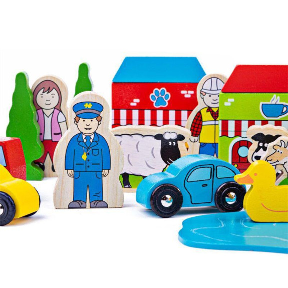 Velká sada příslušenství dřevěné vláčkodráhy Bigjigs Rail