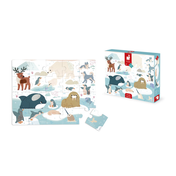 Puzzle dotykové senzorické Polární kruh s různými povrchy 20 ks Janod