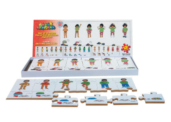 Dřevěný puzzle set 4 x 12 dílů Oblékání