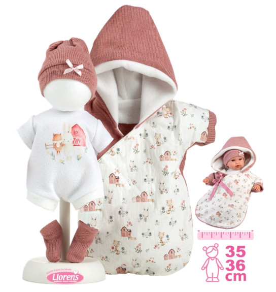 Obleček pro panenku miminko New Born velikosti 35-36 cm s doplňky Llorens