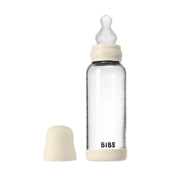 Antikoliková skleněná láhev se silikonovým dudlíkem 240 ml BIBS