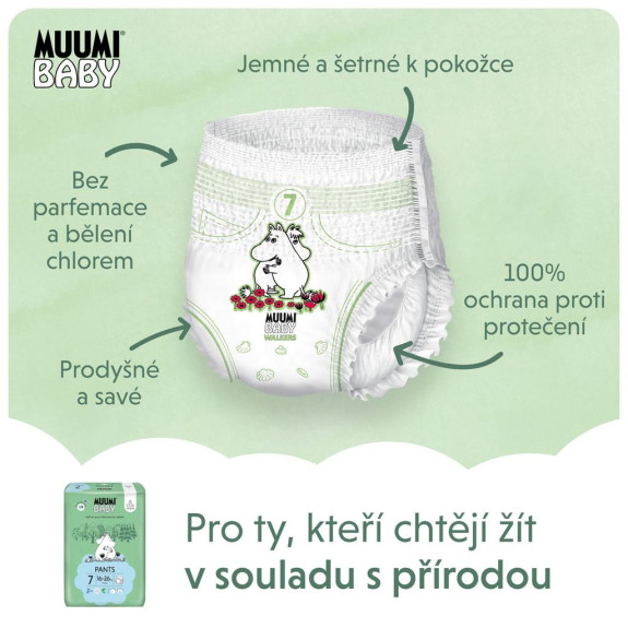 Jednorázové pleny Pants 7 XL 16-26 kg (102 ks), měsíční balení Muumi Baby