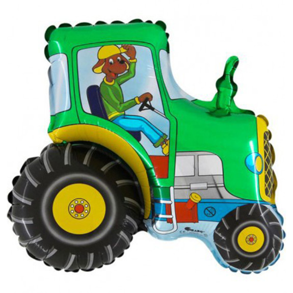 Fóliový balónek Traktor zelený 35 cm – mini balónek na tyčku