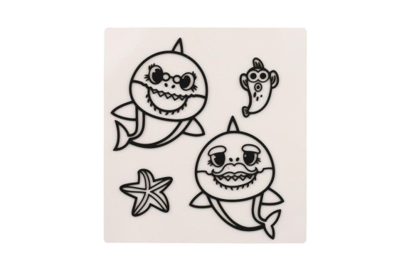 Okenní samolepky a omalovánky Baby Shark s barvami