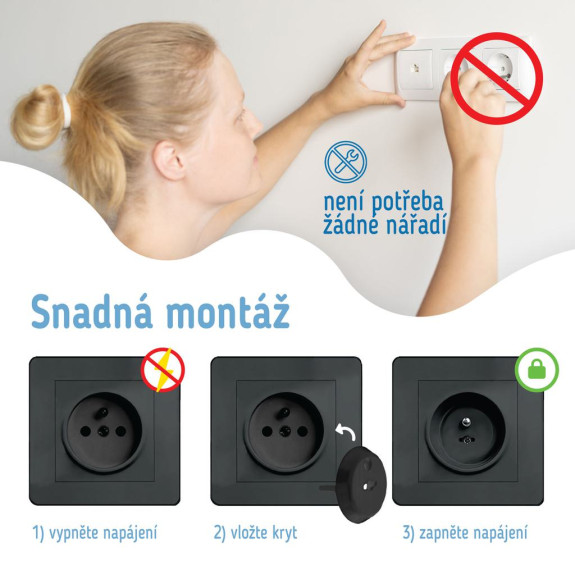 Ochranné kryty na elektrické zásuvky set 12 ks + 2x klíče Sipo