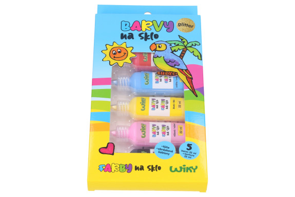 Barvy na sklo glitter 5+1 22 ml