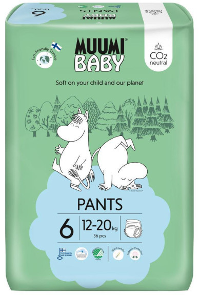 Kalhotkové eko pleny Muumi Baby Walkers 6 Junior 12-20 kg 36 ks