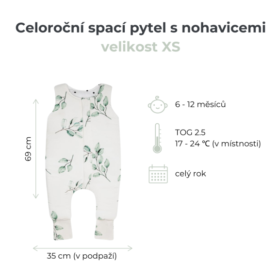 Celoroční spací pytel s nohavicemi Černé tečky Sleepee