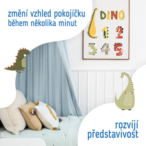 Nástěnné samolepky do dětského pokoje, Dino Numbers Sipo