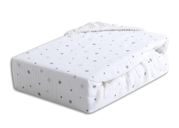 Mušelínové prostěradlo Design s gumou 60 x 120 cm BabyMatex