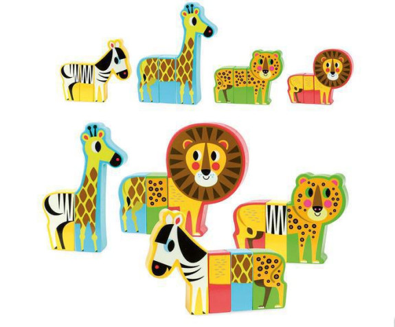 Vilac Dřevěné puzzle Veselé safari