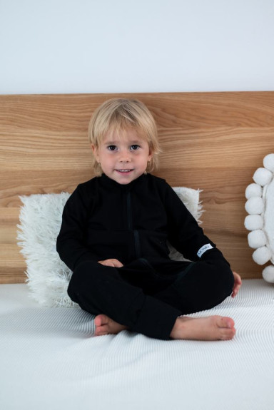 Dětský rostoucí overal Panda All Black černá Moniel