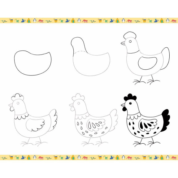 Kreativní sada Kreslení krok za krokem Zvířata Janod Step by step