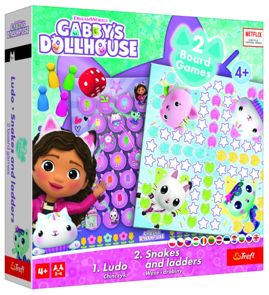 Soubor her 2v1 Člověče, nezlob se, Hadi a žebříky Gabby´s Dollhouse Trefl