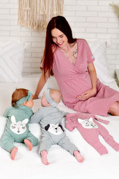 Dětský rostoucí overal Kočka Dots růžový Moniel
