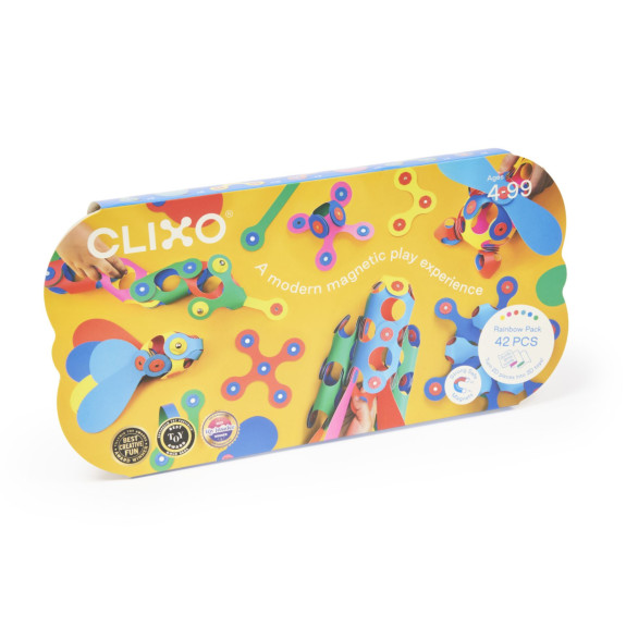 Magnetická stavebnice 42 kusů Clixo Rainbow