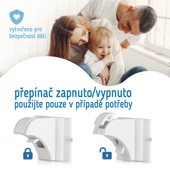 Magnetické zámky bílé na skříně a zásuvky sada 4 ks + 1x magnetický klíč Sipo