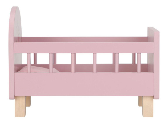Postýlka pro panenky dřevěná s peřinkou Pink Little Dutch