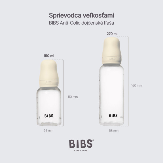 Antikoliková láhev s kaučukovým dudlíkem 270 ml Bibs