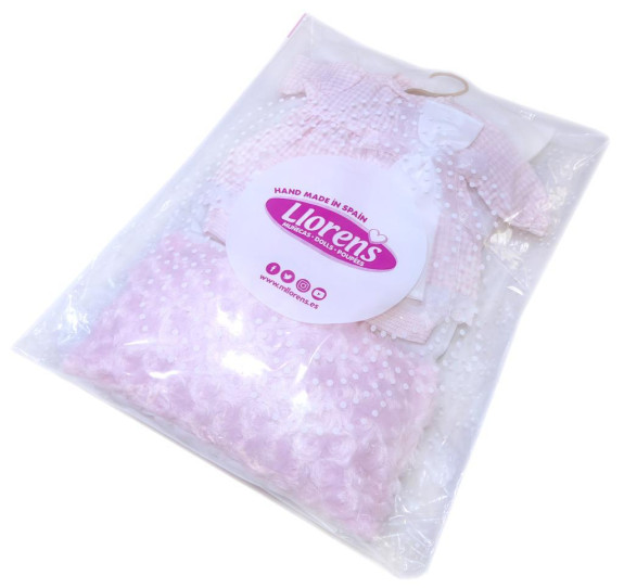 Obleček pro panenku miminko New Born velikosti 40-42 cm Llorens 3dilný růžovo-bilý