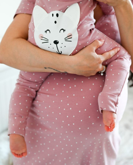 Dětský rostoucí overal Kočka Dots růžový Moniel