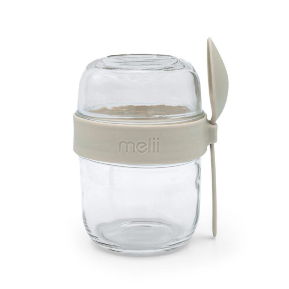 Skleněná dóza na jogurt a salát se lžičkou 660 ml Melii