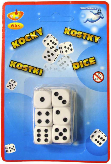 Kostky hrací 16 mm 6 ks